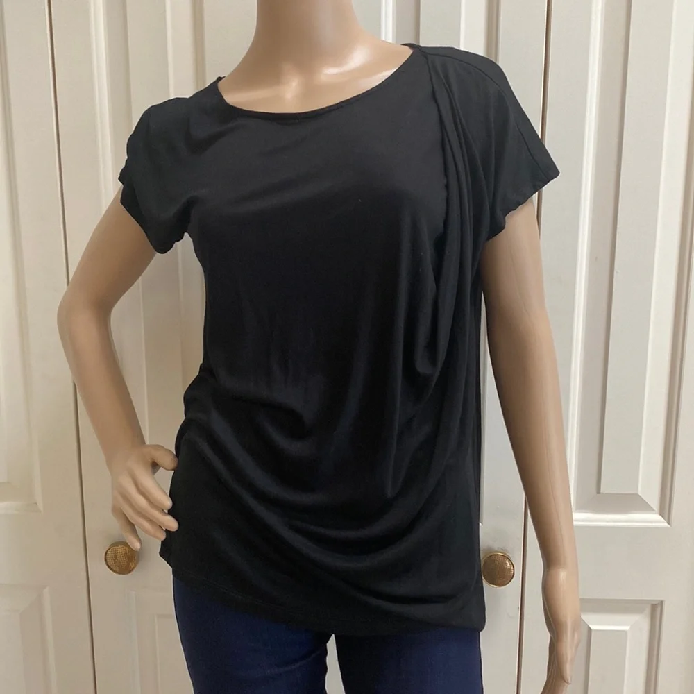 Banana Republic Womens M Black Faux Wrap feel Blouse. - Picture 1 of 8
